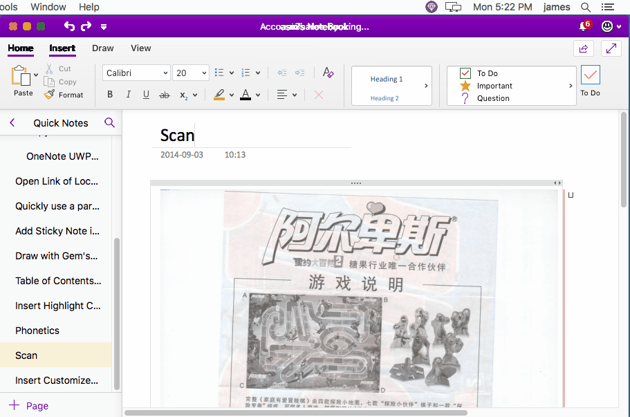Using Gem Menu for MAC OneNote to clean the extra spaces between Asian words in OCR text of OneNote image.