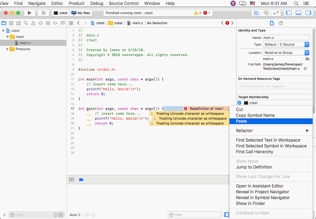 Paste Code Back to Xcode, Found Errors