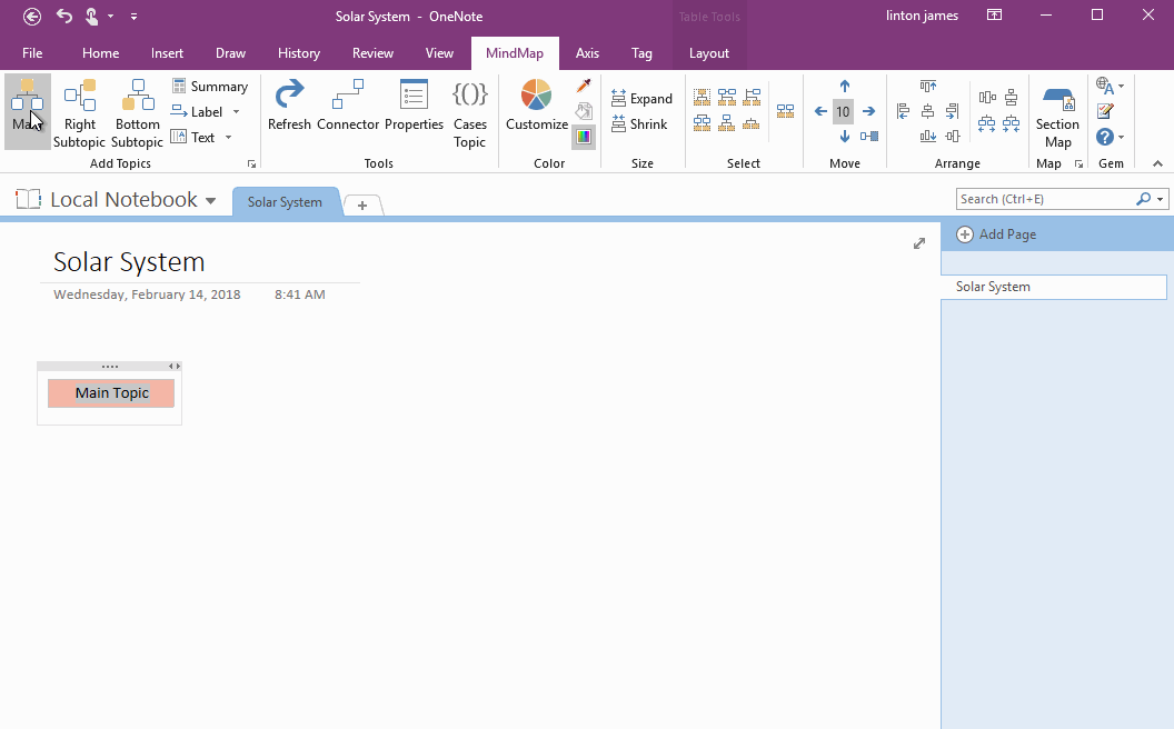 Demote OneNote Pages of Subtopics, and Add Backlink to Jump Back to Mind Map Page