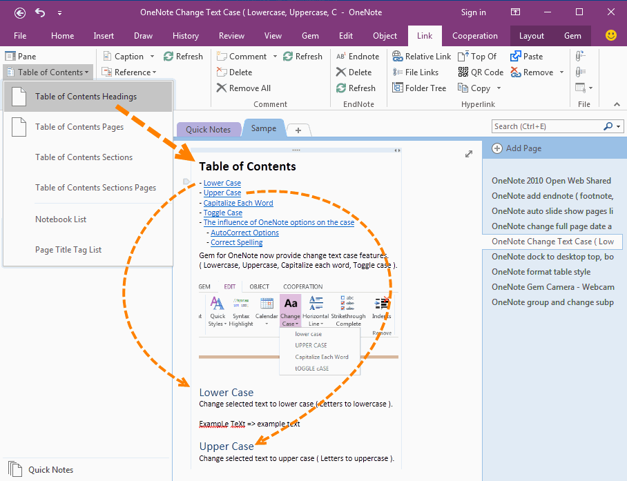 OneNote Headings TOC - List all Headings of a Page