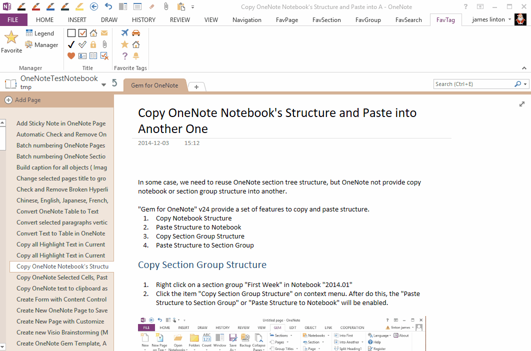 Use the page-level tags provided by the Gem to make tags appear in the OneNote page list.