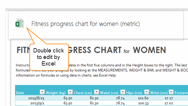 Double click to edit by Excel