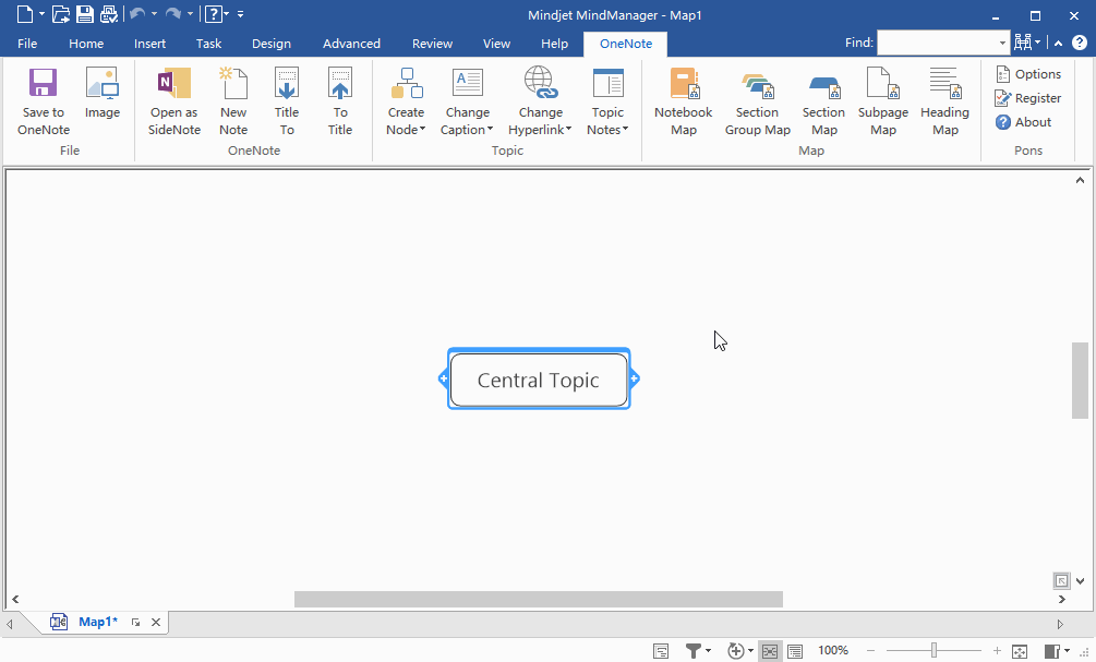 Create Topic Note in MindManager with OneNote Page