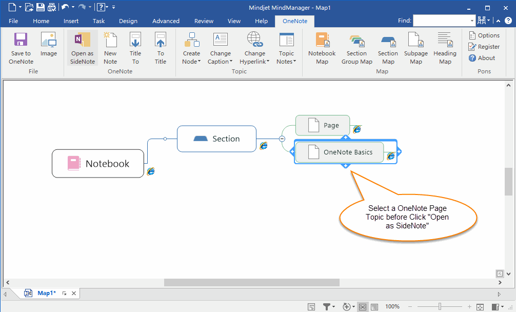 Edit OneNote Page from MindManager