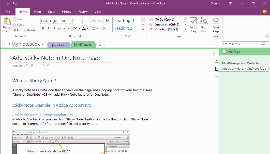 How to Create Headings Map of a OneNote Page in MindManager by One Click?