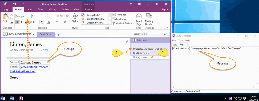 Monitor and Change OneNote Page to Default Font