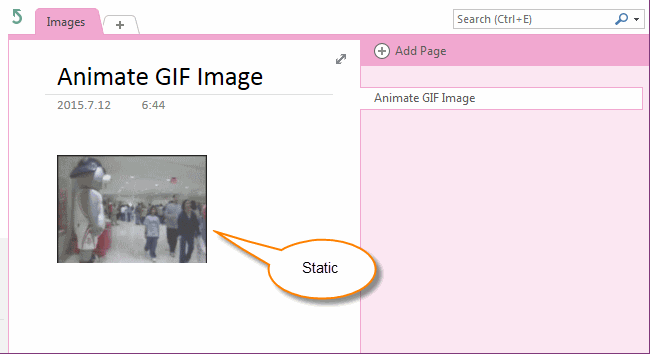GIF image in OneNote is static
