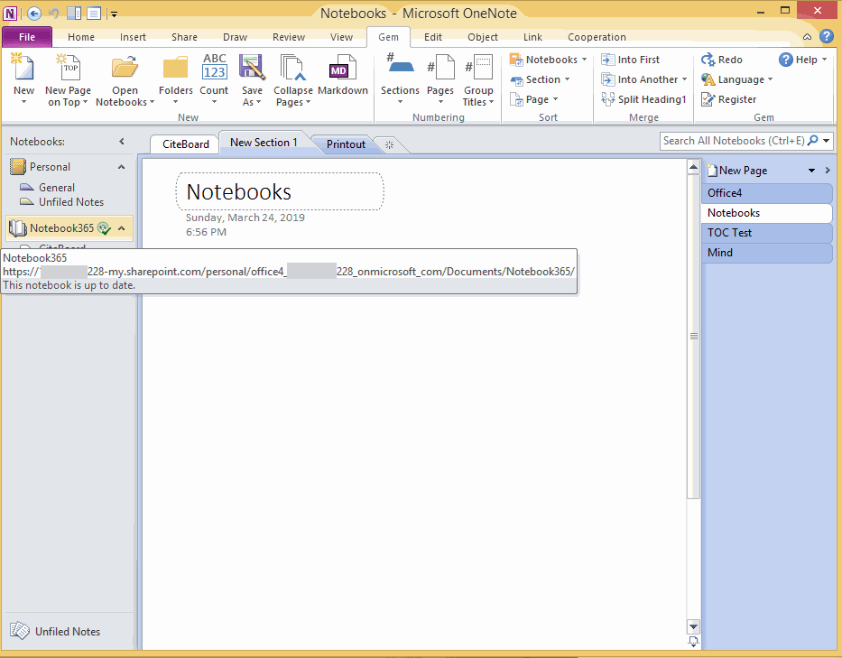 OneNote Open the Notebook of Work or School Account 