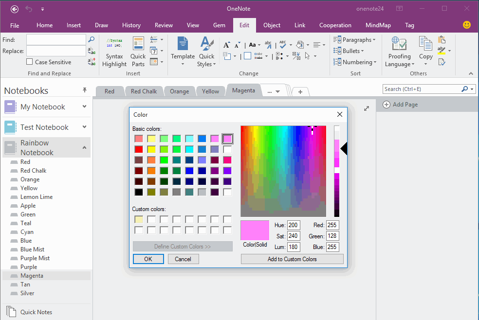 Section Color Picker