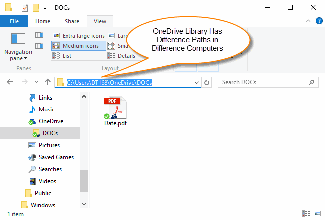 OneDrive Client App Library in Difference PCs Has Difference Paths