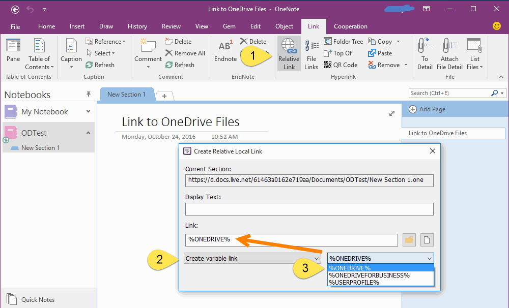 Create a Local OneDrive File Link