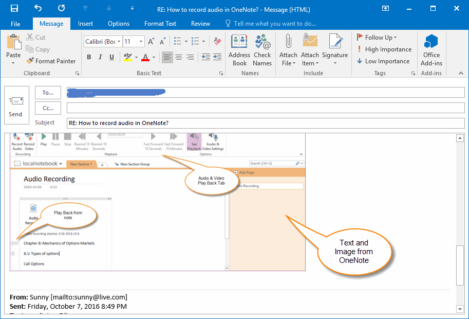 The Result in Outlook