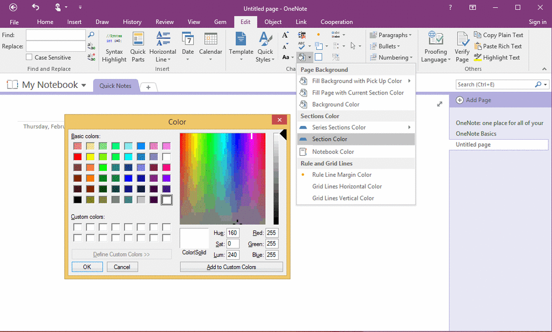 how to change onenote view