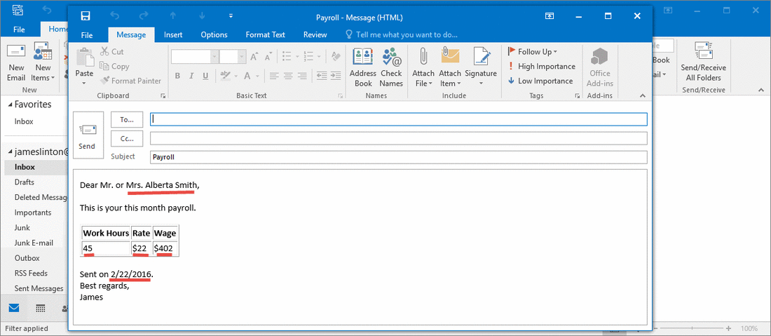 A Merge Outlook Message