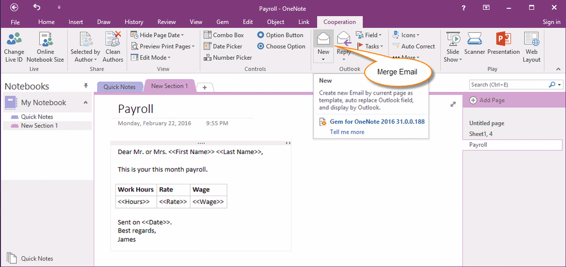 Create a Mail Template to Merge Fields for Outlook