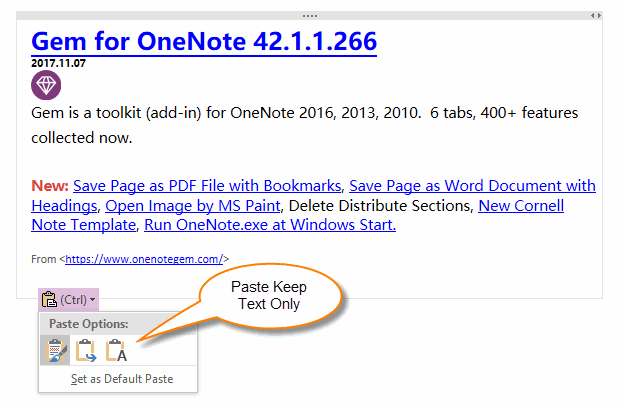 Paste to OneNote and Keep Text Only