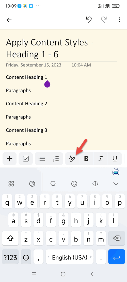 Content Format Button