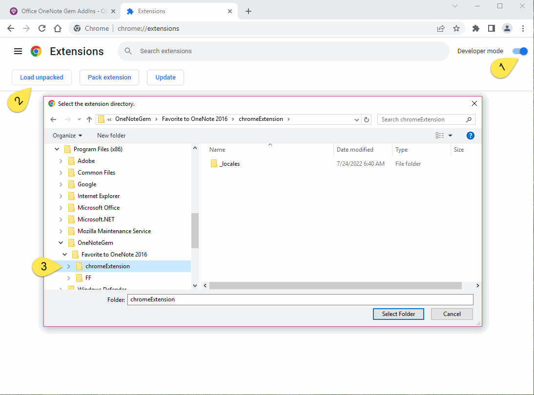 Load Unpacked Extension