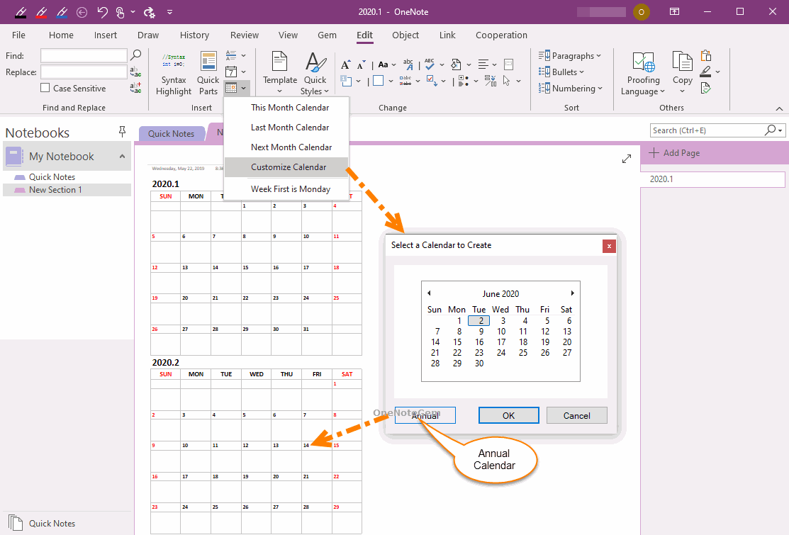 EXE Create an Annual Calendar for a Specified Year with One Click in