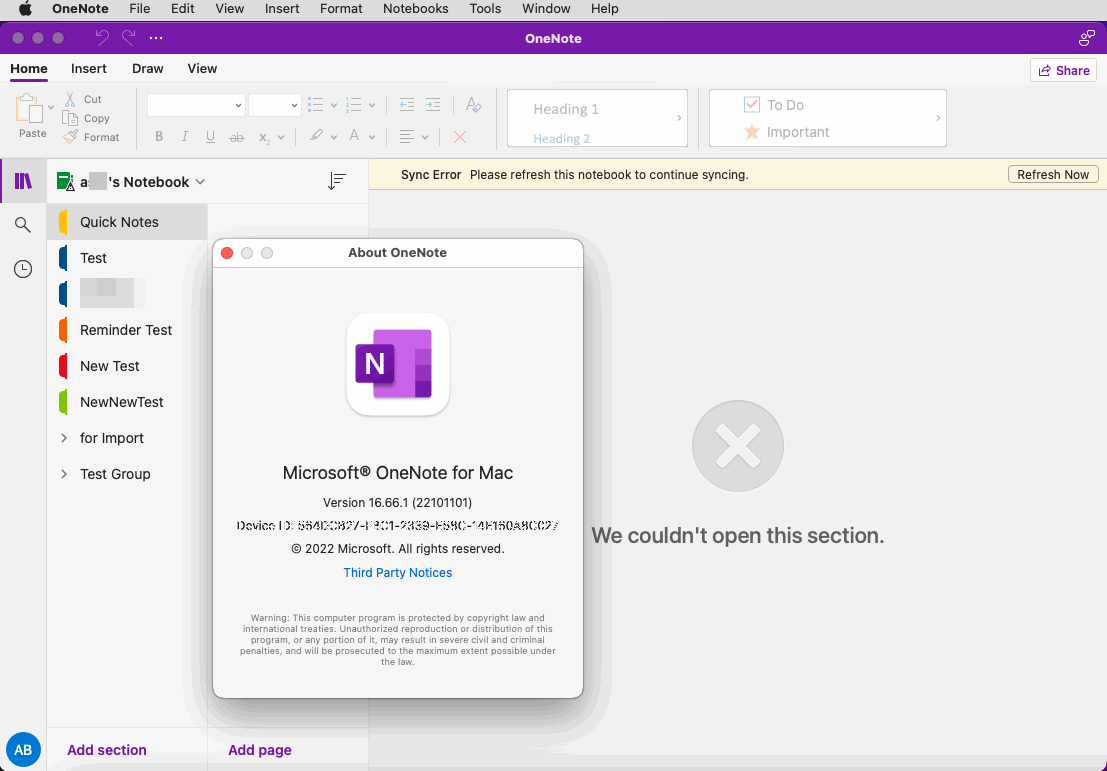Sync Error Please refresh this notebook to continue syncing. We couldn't open this section