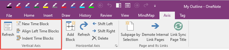 OneNote Time Axis