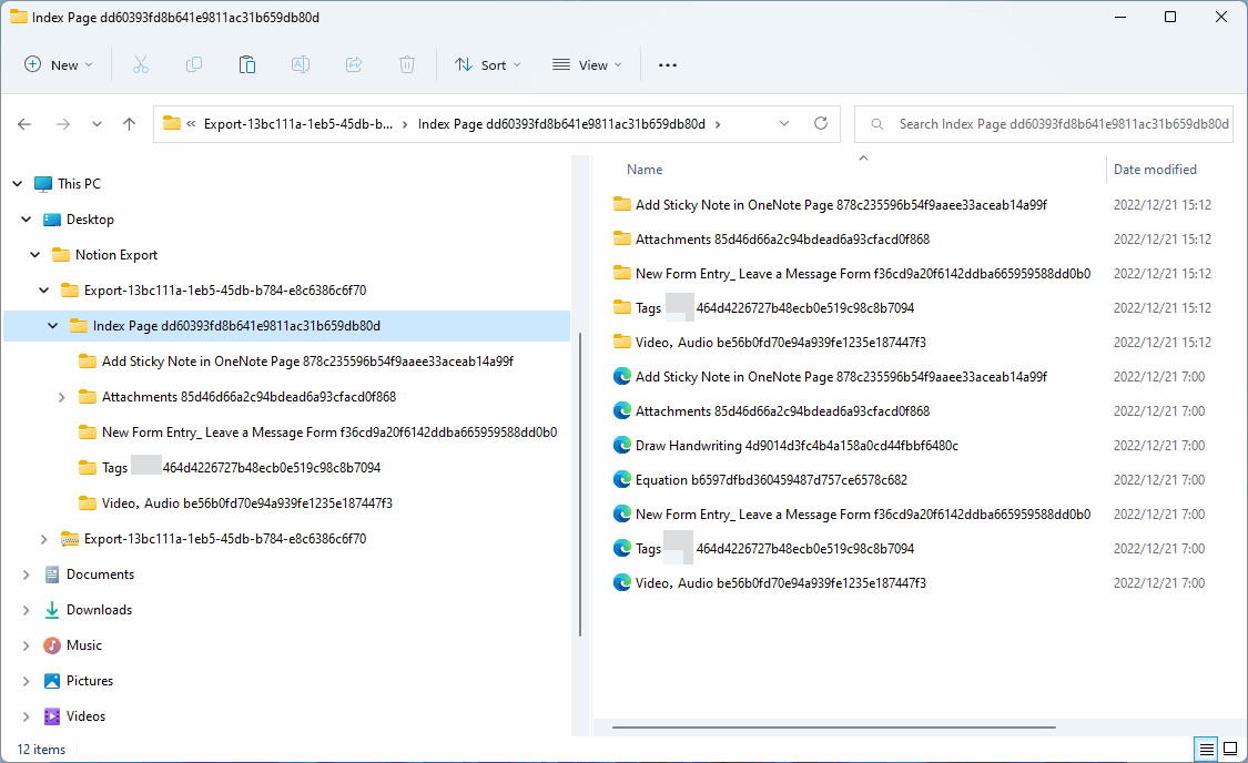 HTML Files Exported by Notion