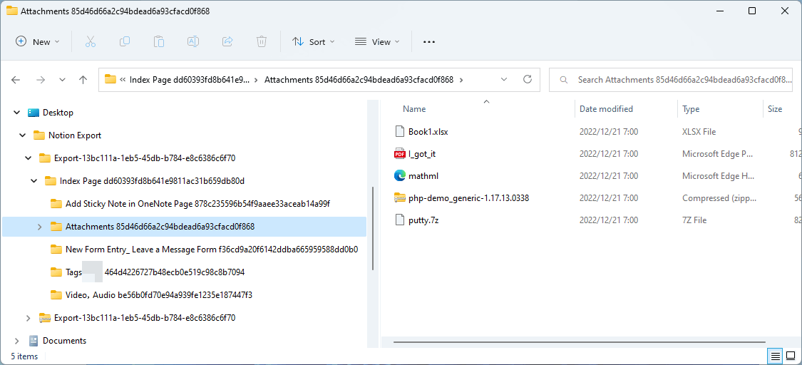 Notion exported attachments