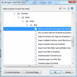 Bring to OneNote Dialog