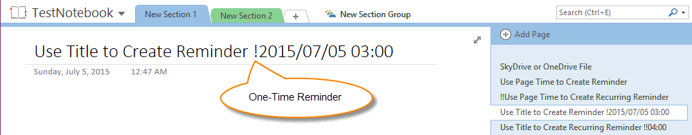 One-Time Reminder Title Format