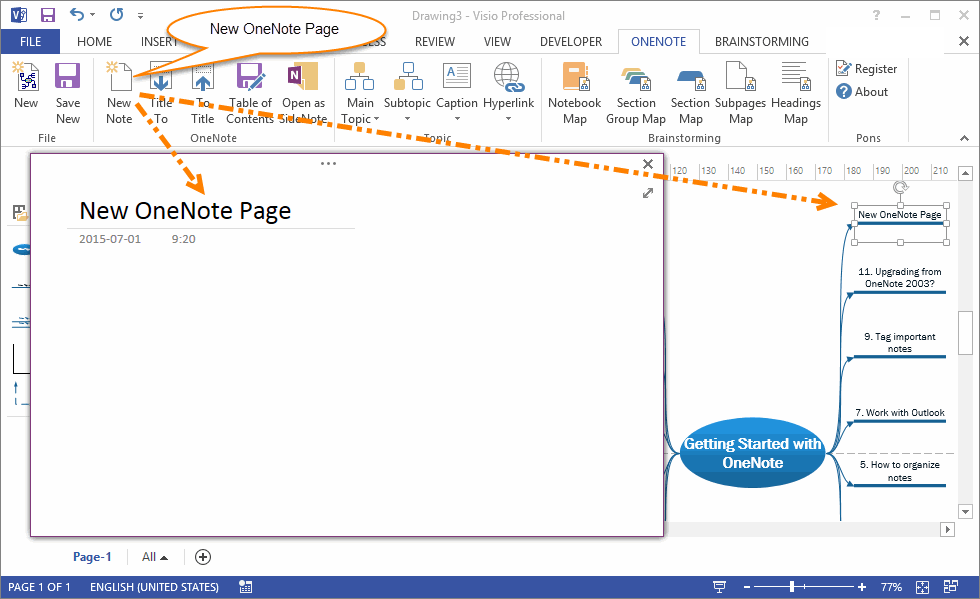 Create OneNote Page from Visio